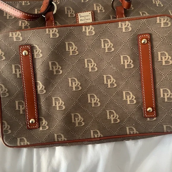 Dooney & Bourke Tan and Brown Monogram Tote - Picture 3 of 4